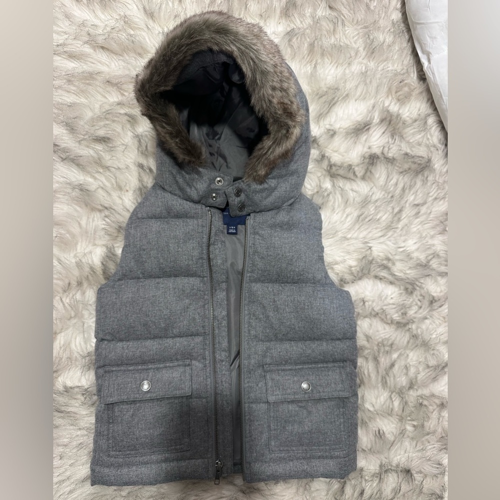 JANIE & JACK (designer) Gray Hooded Vest Size Toddler Boys 3-4 T